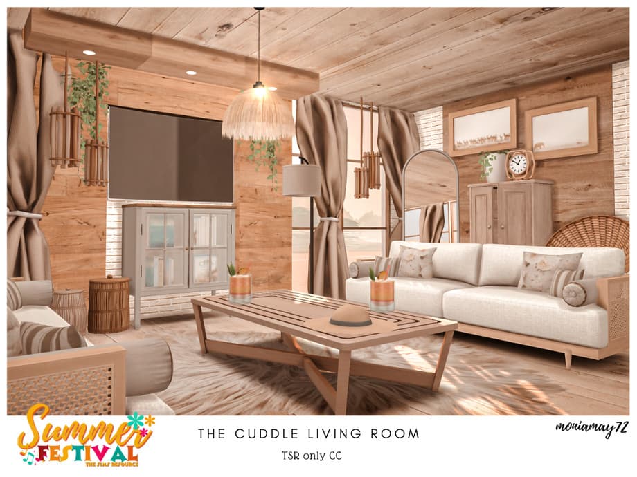 Скриншот мода Гостиная The Cuddle Living Room CC (лот)